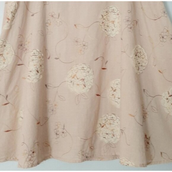 RW&CO. Floral Hydrangea Applique Embroidery Light Beige Cottagecore Skirt Sz 8 - Picture 4 of 12